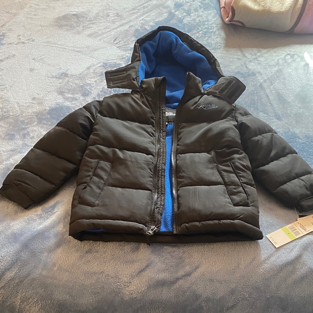 Cozy Black and Blue Kids Puffer Jacket